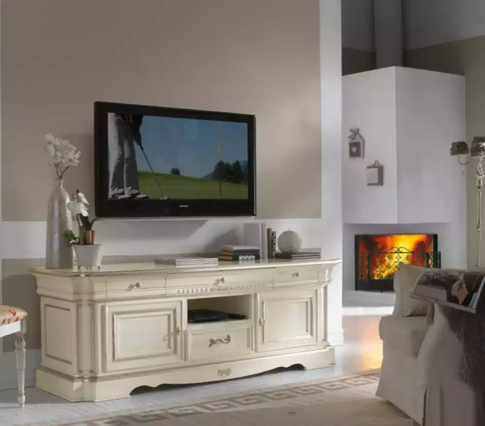 Kommode Weiß tv Ständer Holz Sideboard Klassischer Möbel Wohnzimmer