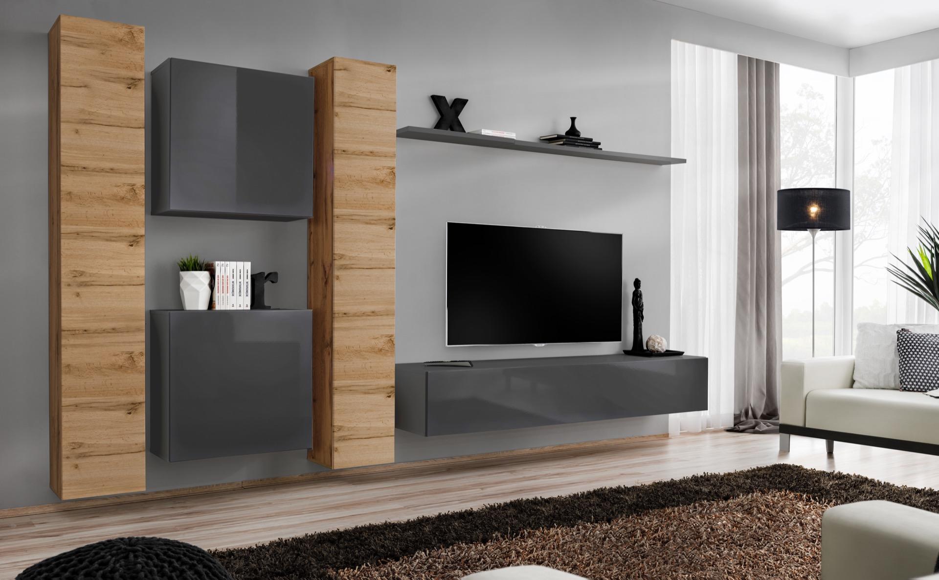 Designer Wohnwand Wand Regale Holzmöbel Wohnzimmer Luxus Holz Möbel Stil Modern