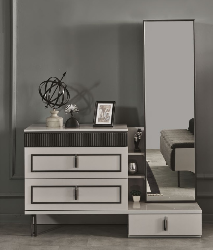 Schlafzimmer Set 2tlg Kommode mit Spiegel Modern Luxus design Möbel