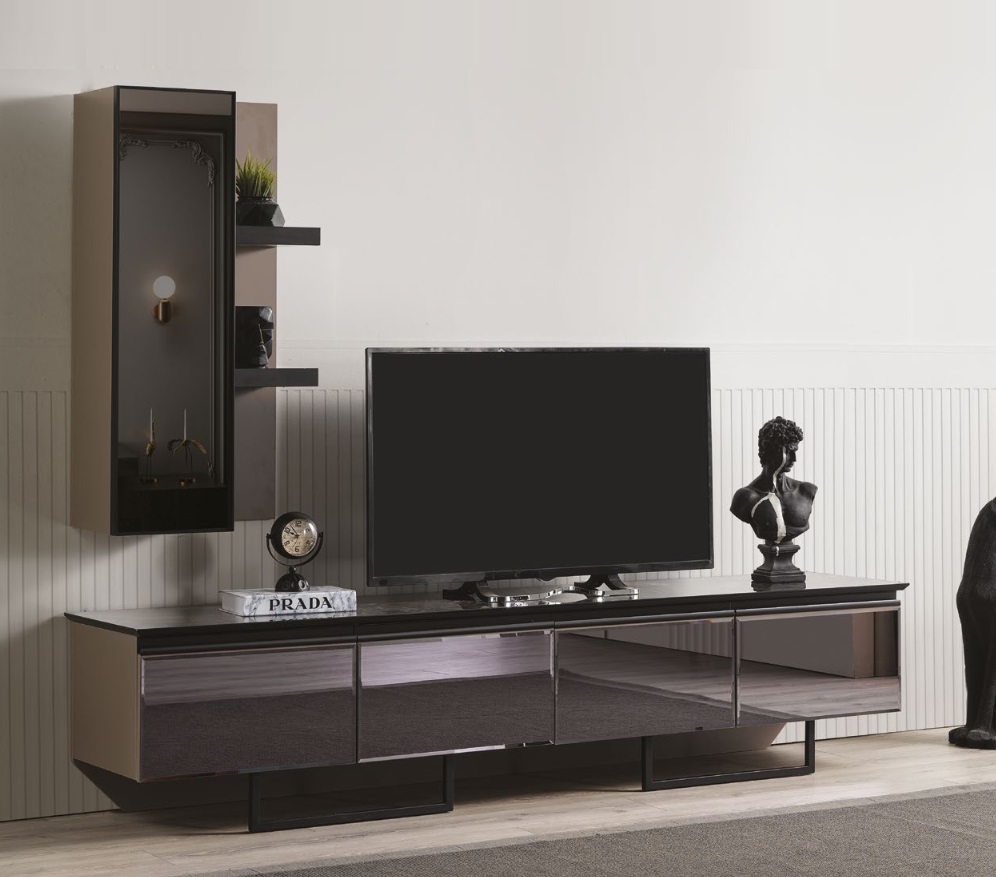 Stilvoll Wohnzimmer TV Ständer und Wandschrank Set Moderner Stil