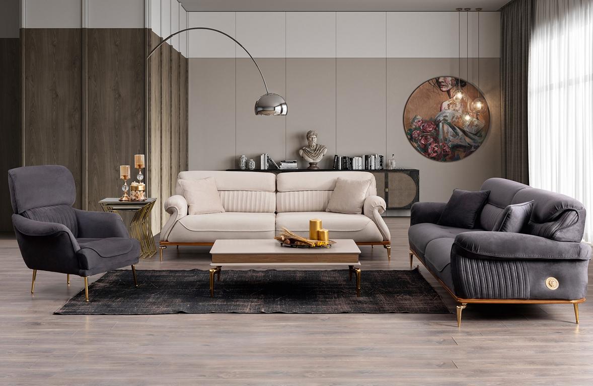 Modern Wohnzimmer Set Besteht aus 2x 3-Sitzer Sofas und Sessel 3tlg.