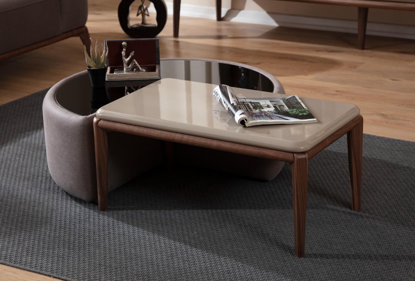 Modernes Couchtisch Set Halbrunder Tisch Polstertisch Wohnzimmer Tisch