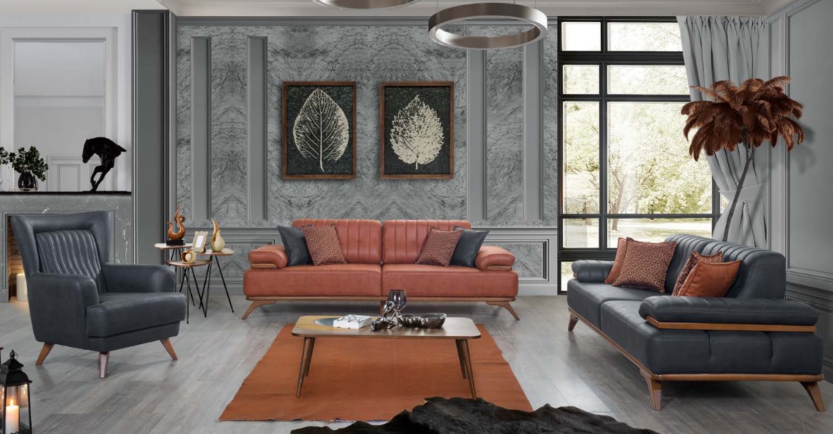 Designer Wohnzimmer Garnitur Kunstleder Sofas Ledersessel 3tlg Möbel Set
