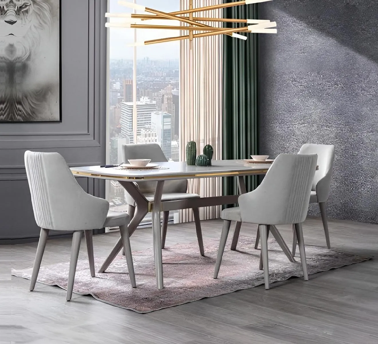 Modern Esstisch 6x Stühle Designer Luxus Esszimmer Möbel Essgruppe