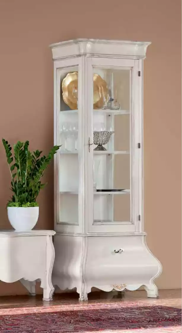 Luxus Holzschrank Design Vitrine weiß Italienisch Möbel Schrank Vitrinen