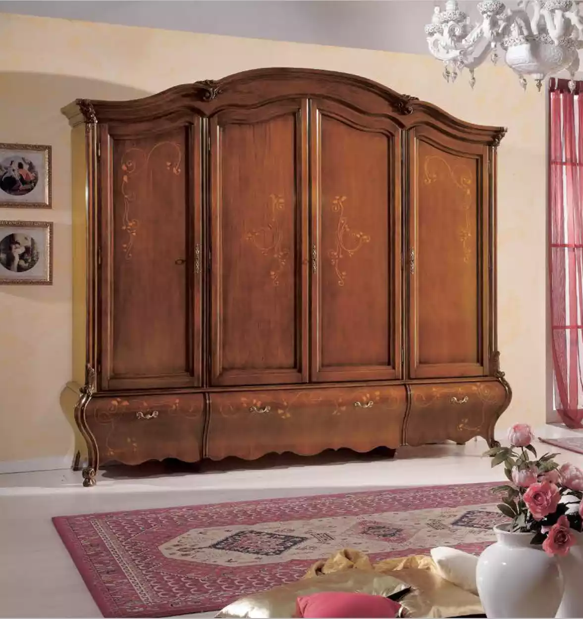 Massivholz Kleiderschrank Klassisch Luxus Schlafzimmer Möbel Braun Neu