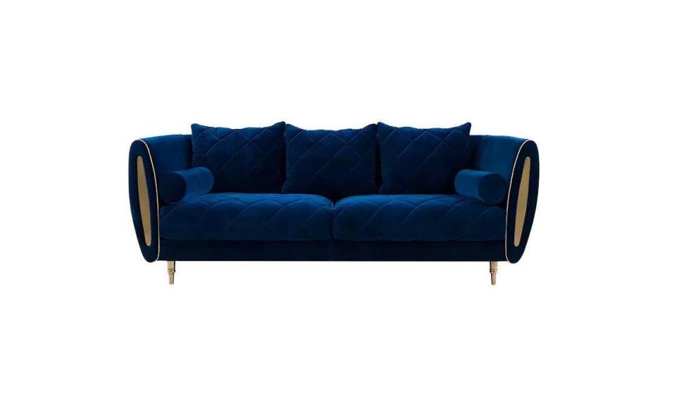 Design Blau 2 Sitzer Relax Sofas Sofa Textil Polster Couch Stoff Couchen