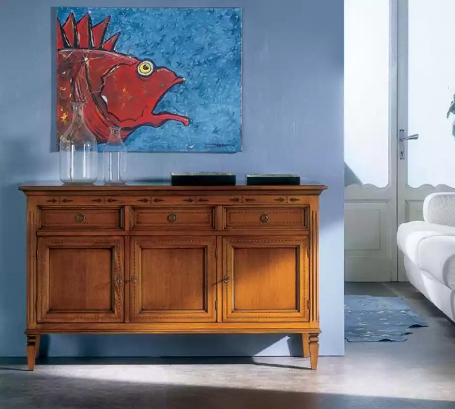 Design Klassisch Kommode Holz Anrichte Braun Sideboard Schrank Neu