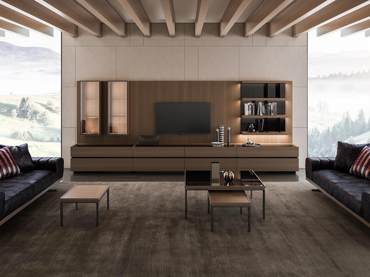 Wohnwand Wohnzimmer TV-Ständer Komplett Wandschrank TV Rahmen Holzmöbel