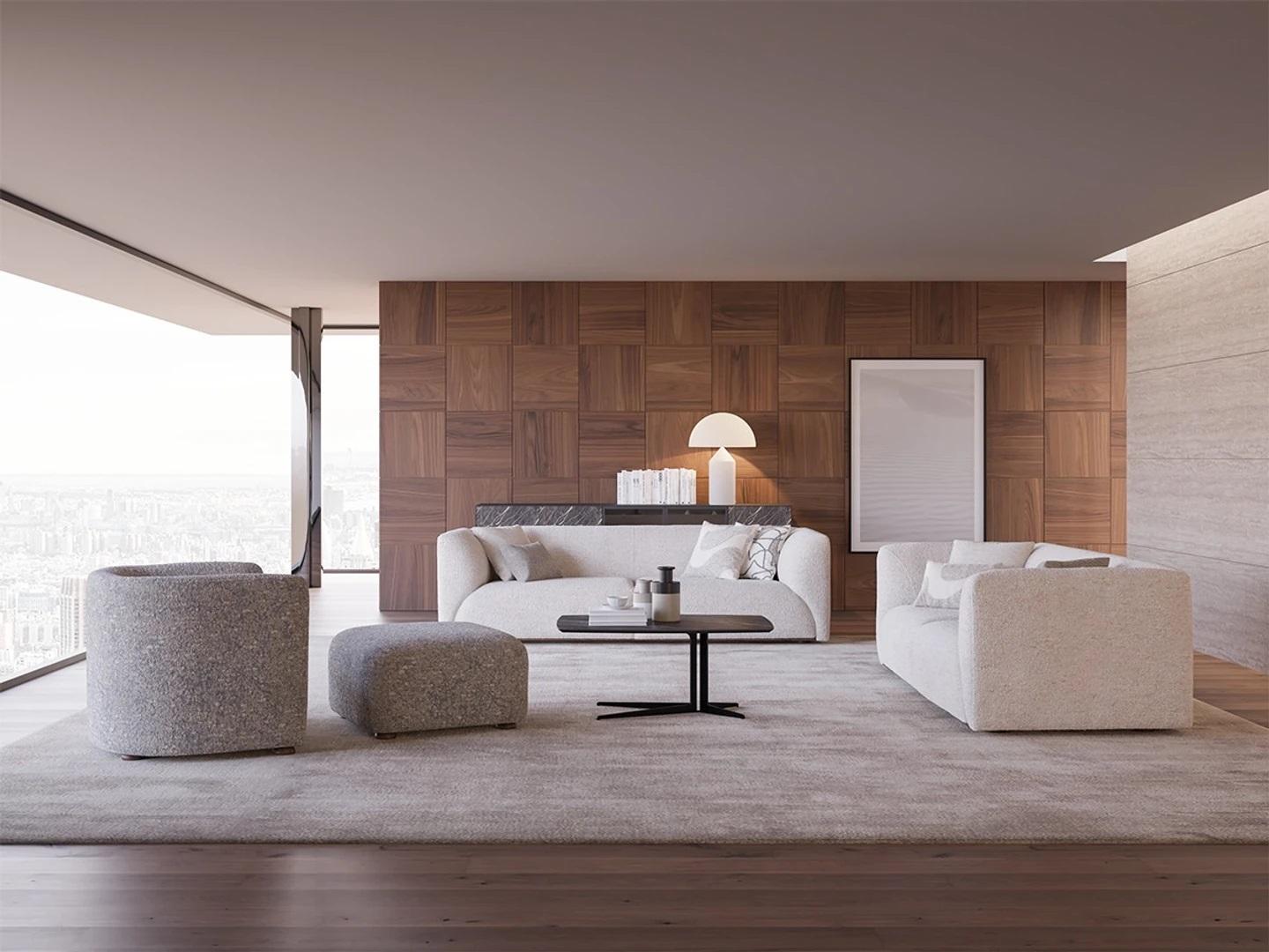 Wohnzimmermöbel 4tlg Sofagarnitur 2x Dreisitzer Sofa Luxus Hocker Neu Sessel