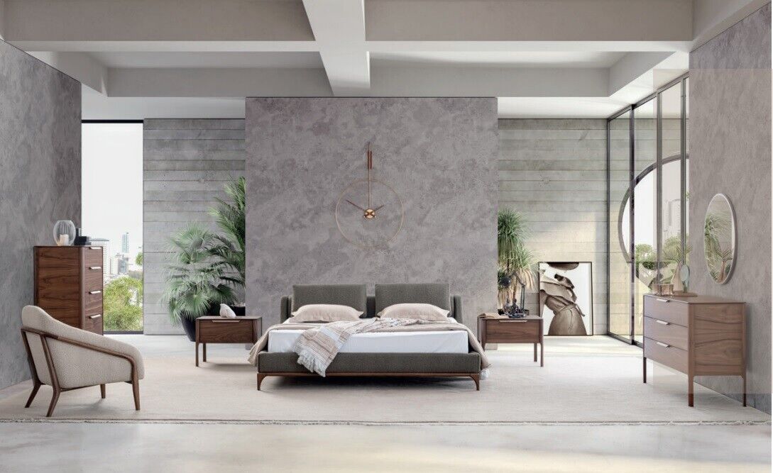 Schlafzimmer Komplett Set Bett 2x Nachttische Kommode Schrank Modern