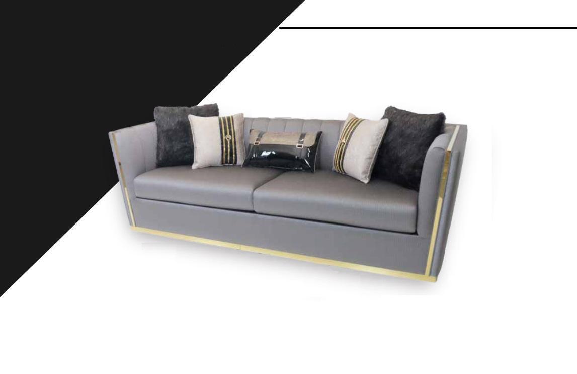Grauer Dreisitzer Sofa Couch Polster Möbel Einrichtung 250cm xxl Couchen
