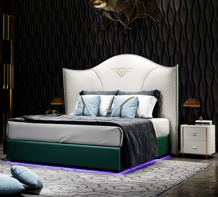 Design Luxus Doppel Hotel Bett Schlafzimmer Modern Holz Möbel Polster