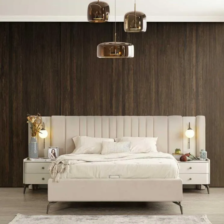 Luxus Schlafzimmer Bett und 2x Nachttische 3tlg. Set Design Einrichtung