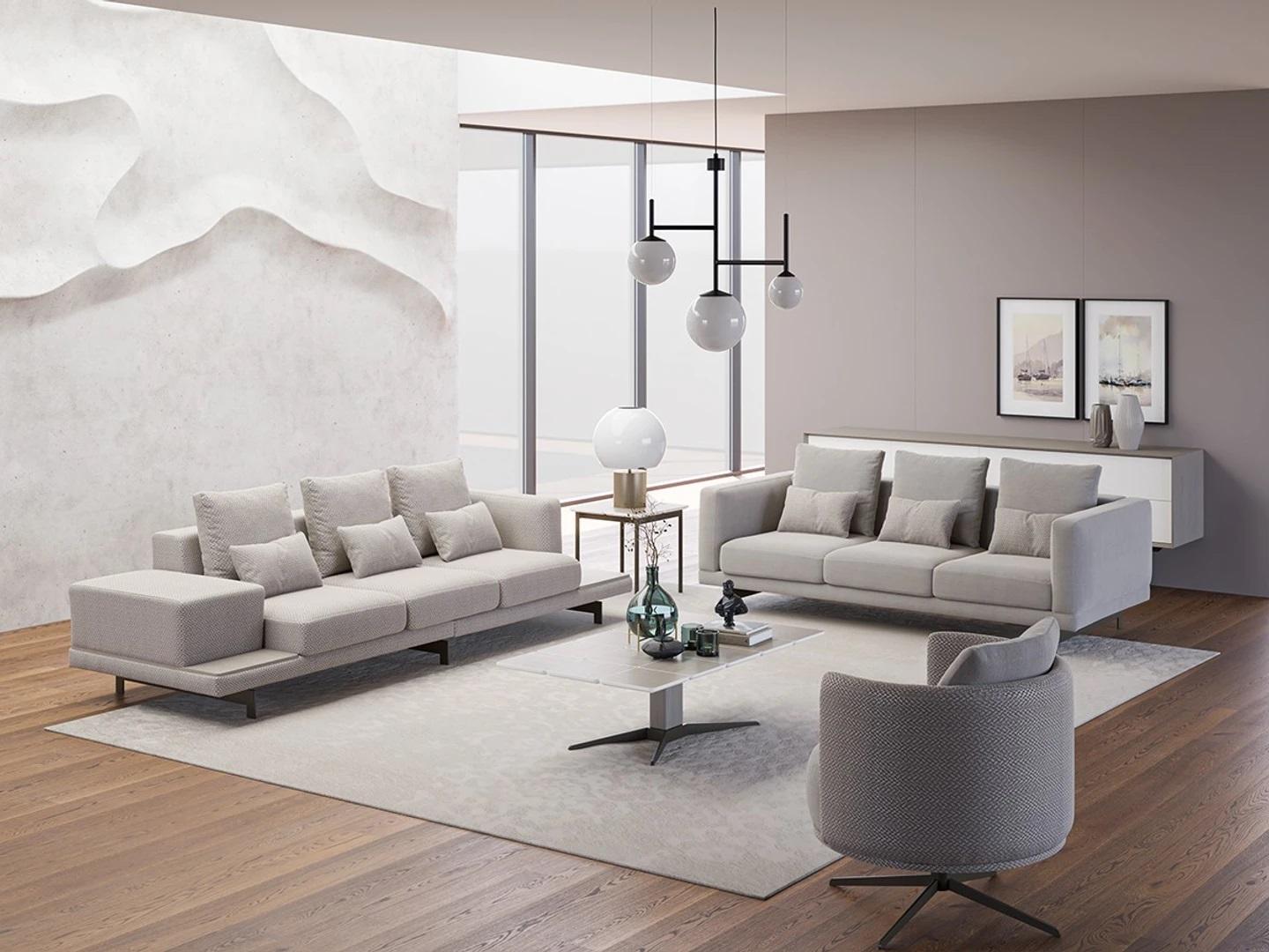 Wohnzimmer Komplett 2x Sofa Dreisitzer Textil Polstermöbel Sessel Neu Couchtisch