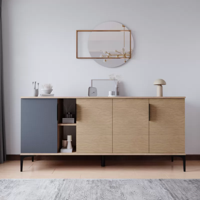 Braun Grau Helles Modern Rechteckig Sideboard Wohnzimmer Luxus Design
