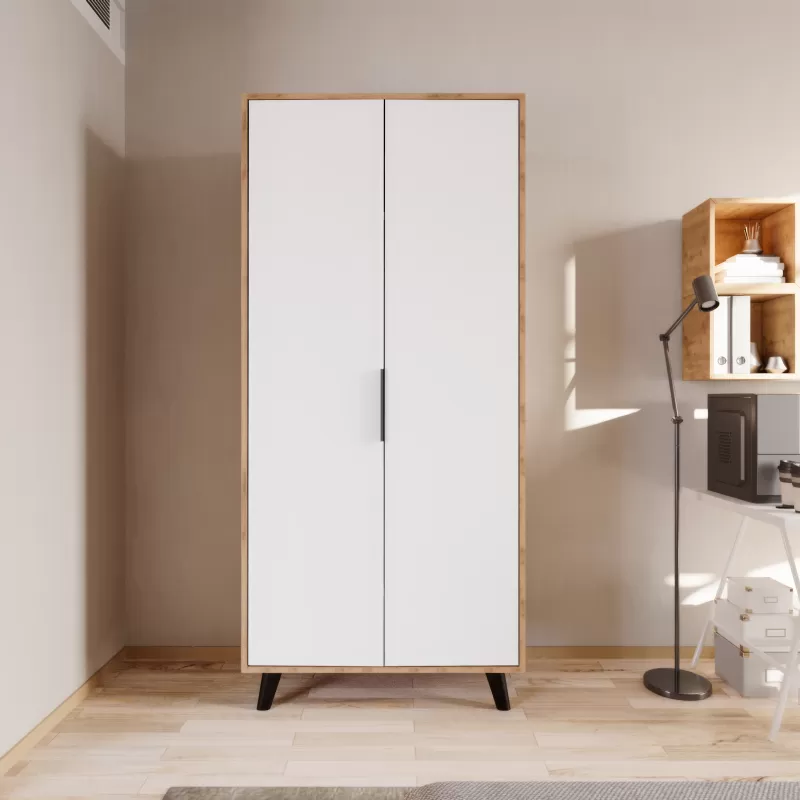 Schlafzimmer Kleiderschrank Modern Design Weiß Braun Zweifarbig Luxus