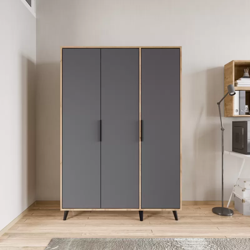 Grau Braun Modern Design Kleiderschrank Rechteckig Schlafzimmer Luxus