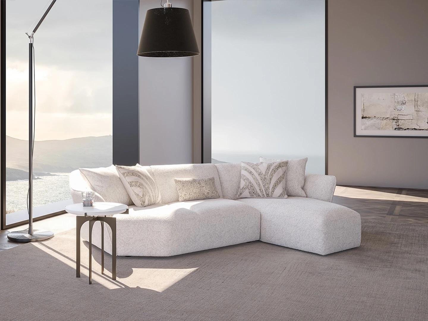 Designer Sofa Couch Weiß Einrichtung Wohnzimmer Ecksofa L-Form Polstermöbel