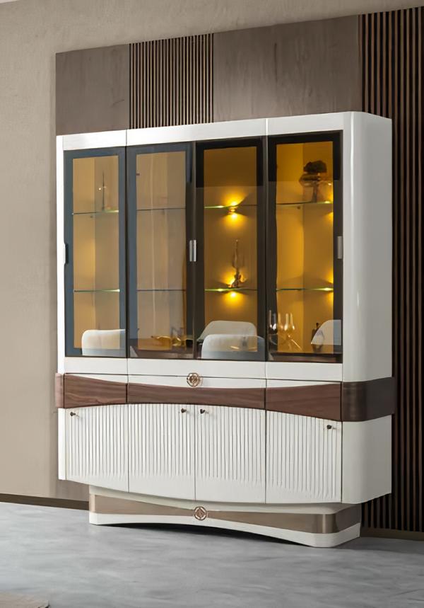 Design Vitrine Holzmöbel Weiß Modern Luxus Vitrinen Schrank Einrichtung Möbel