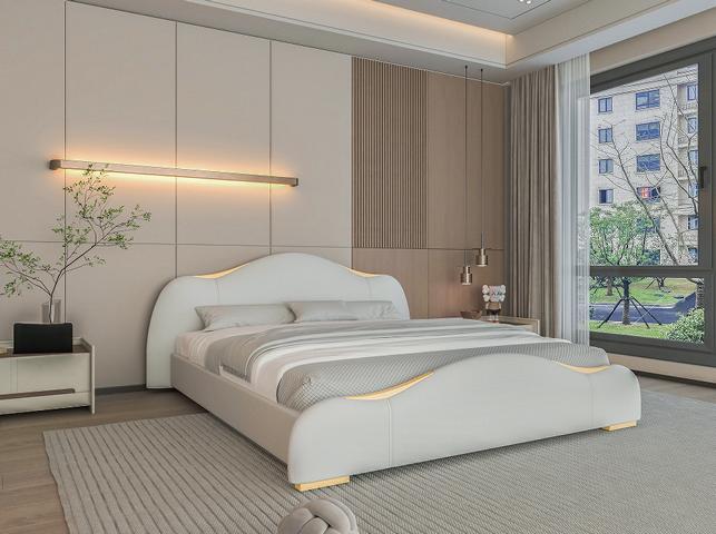 Luxus Bettgestell Modernes Design Grau Gold Akzenten Bett Stilvollem Kopfteil