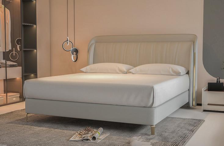 Luxus Bettgestell Modernes Design Grau mit Gold Bett Elegantem Kopfteil