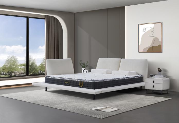 Boxspringbett Modern Komfort Design Doppelbett Weißes Kopfteil Minimalistisch