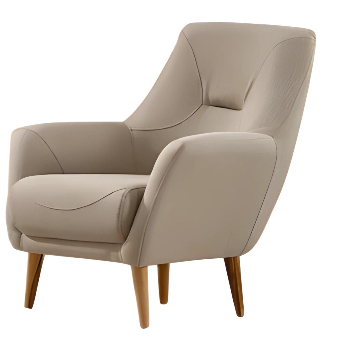 Beiger Stoffsessel modern und zeitgenössisch mit Holzrahmen