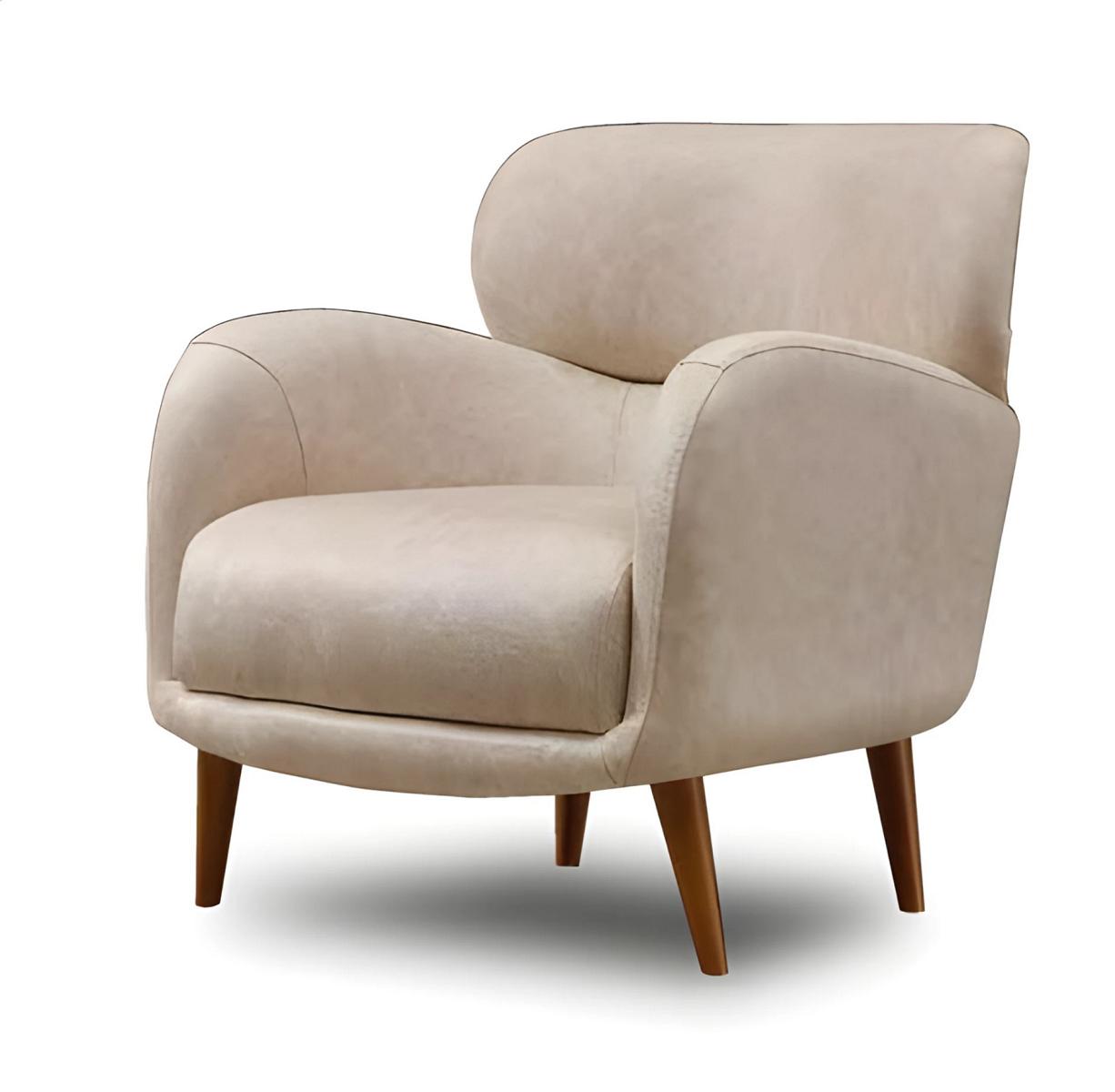 Moderner Weißer Kunstledersessel mit Holzrahmen