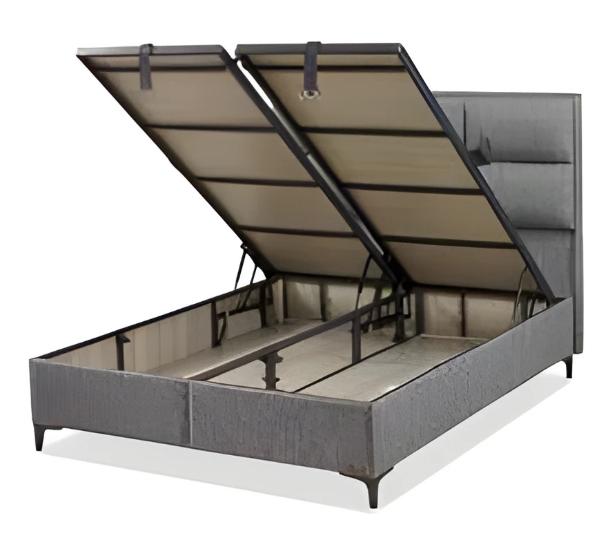 Graues Stoff-Holz Bett modern elegant für Schlafzimmer