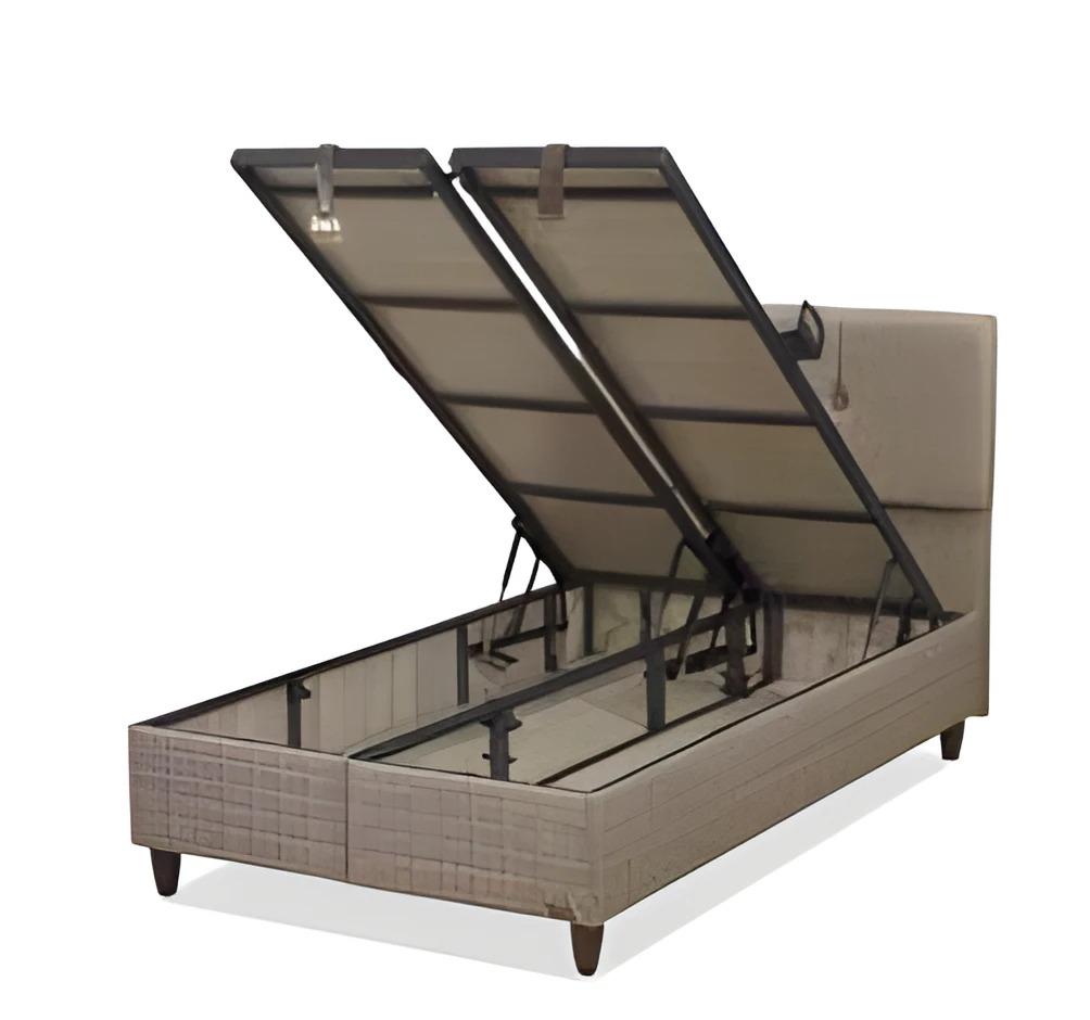 Braunes Textil-Holz Bett im eleganten Design