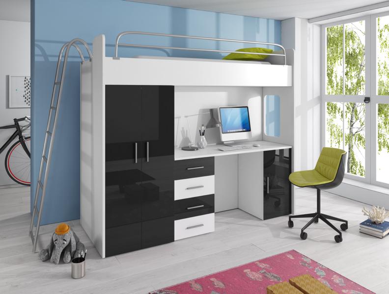 Hochbett Etagenbett mit Schrank Schreibtisch Doppelstockbett Bett Kinderzimmer