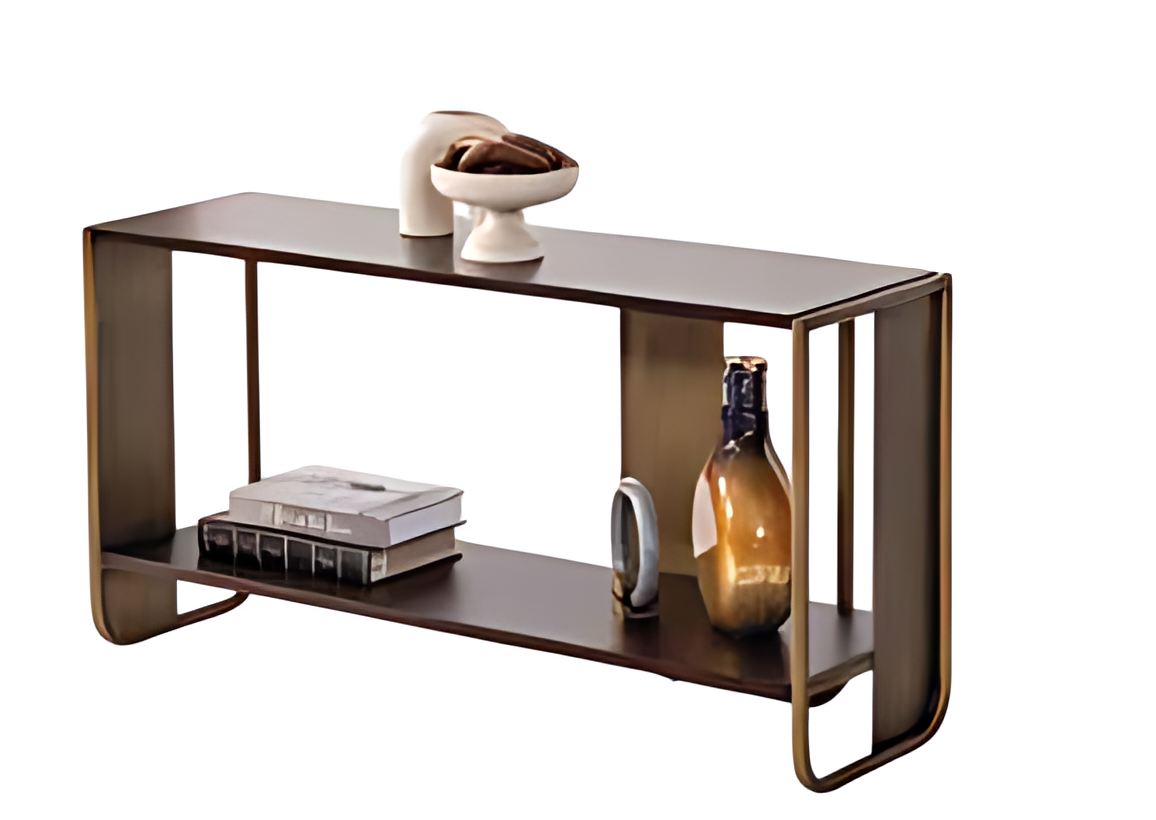 Design Konsole Sideboard Braun & Gold Schmaler Beistelltisch