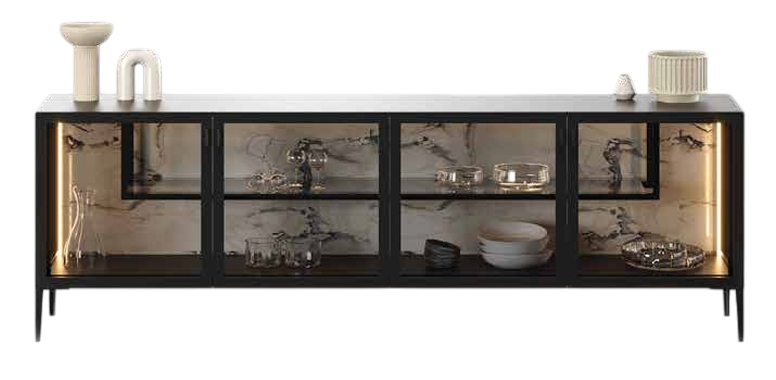 Moderne graue Konsol aus Holz mit Glas für Wohnzimmer und Flur