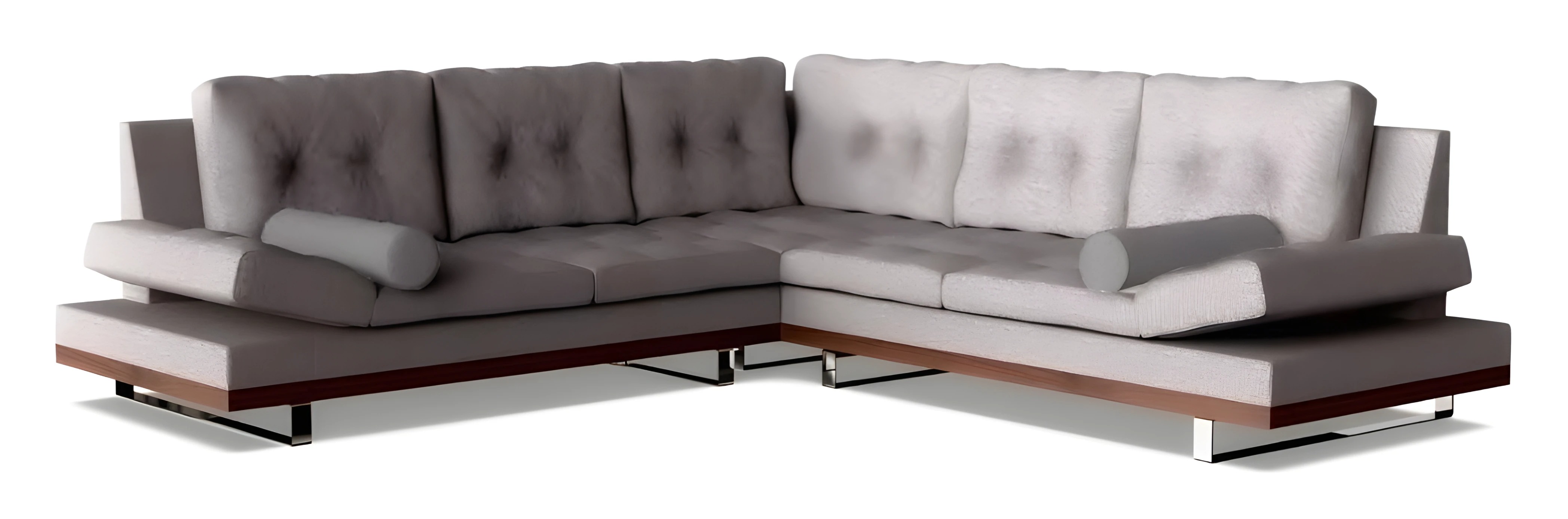 Modernes weißes Stoff-Ecksofa mit Holzrahmen