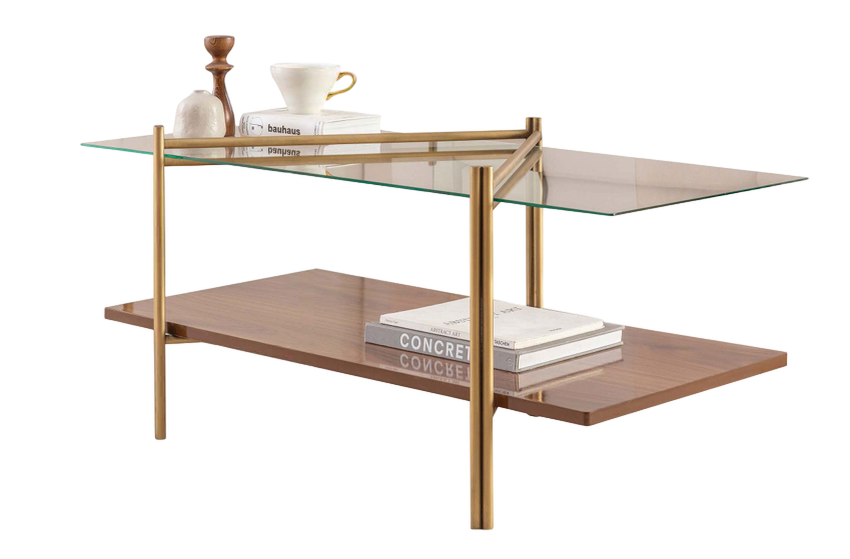 Moderner Couchtisch aus Holz und Glas – stilvoller Glastisch