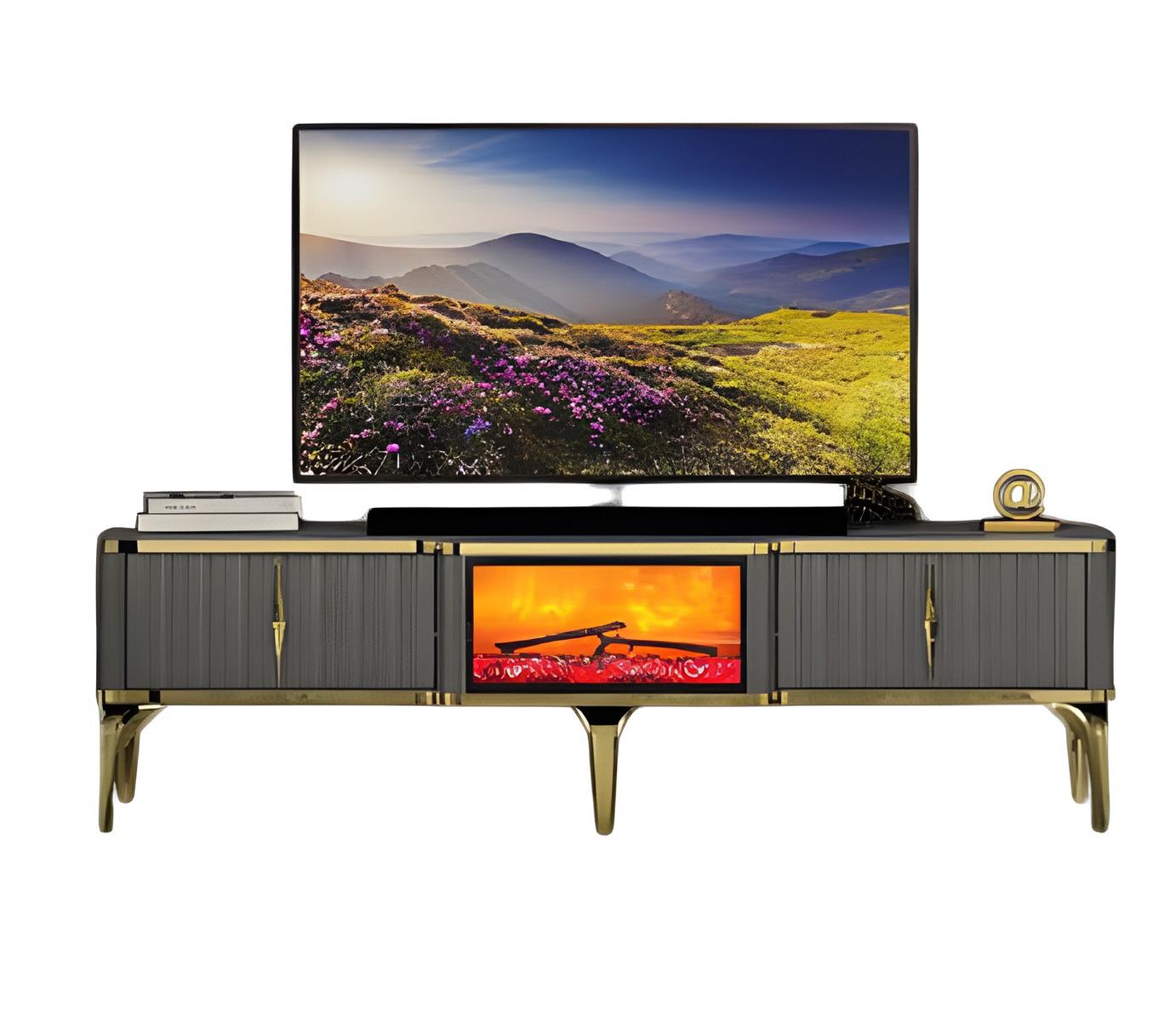 TV Lowboard Wohnzimmerschrank Sideboard Dekokamin Funktional Modern