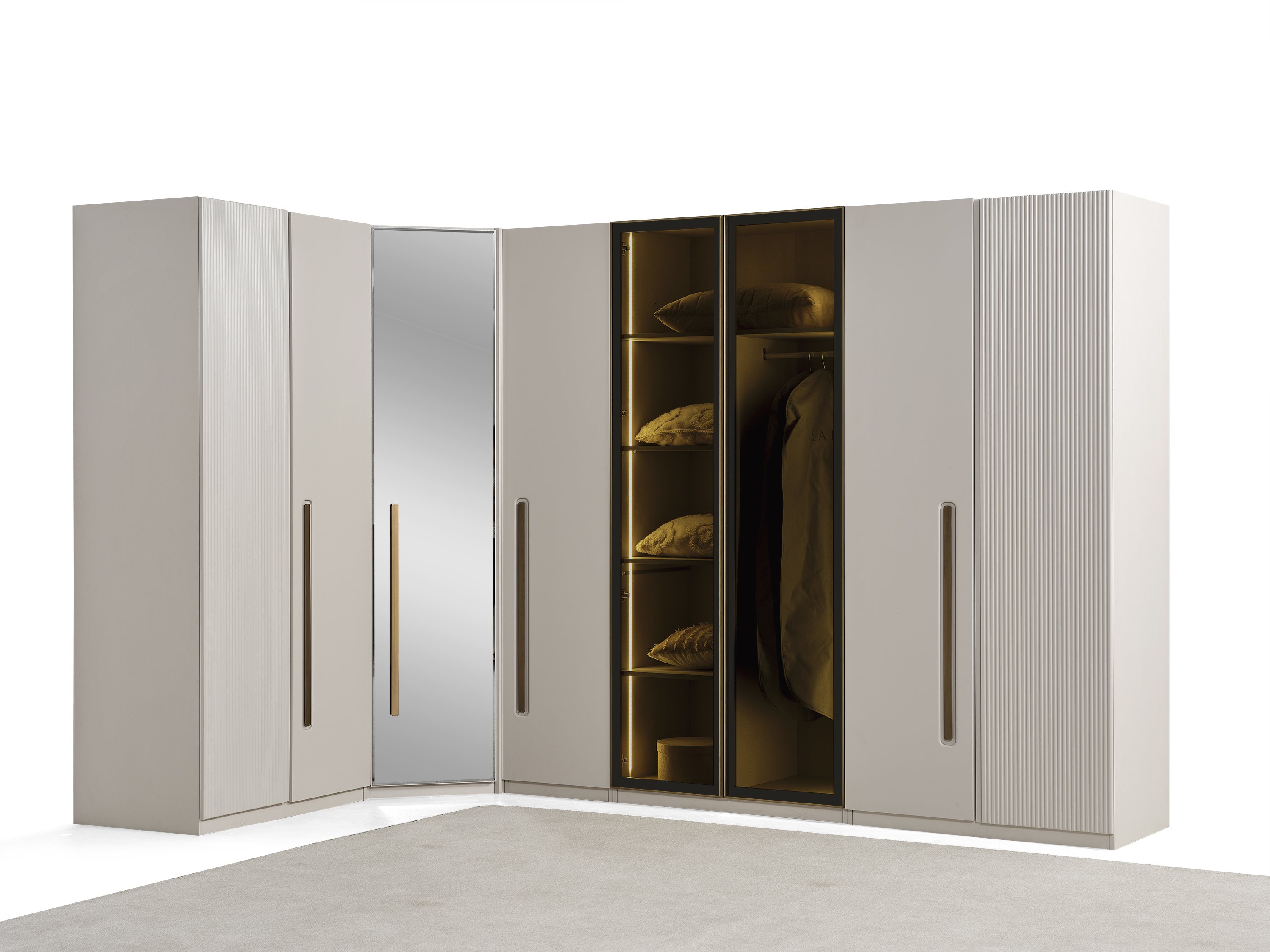 Eckschrank Holz Beige Elegant Modern