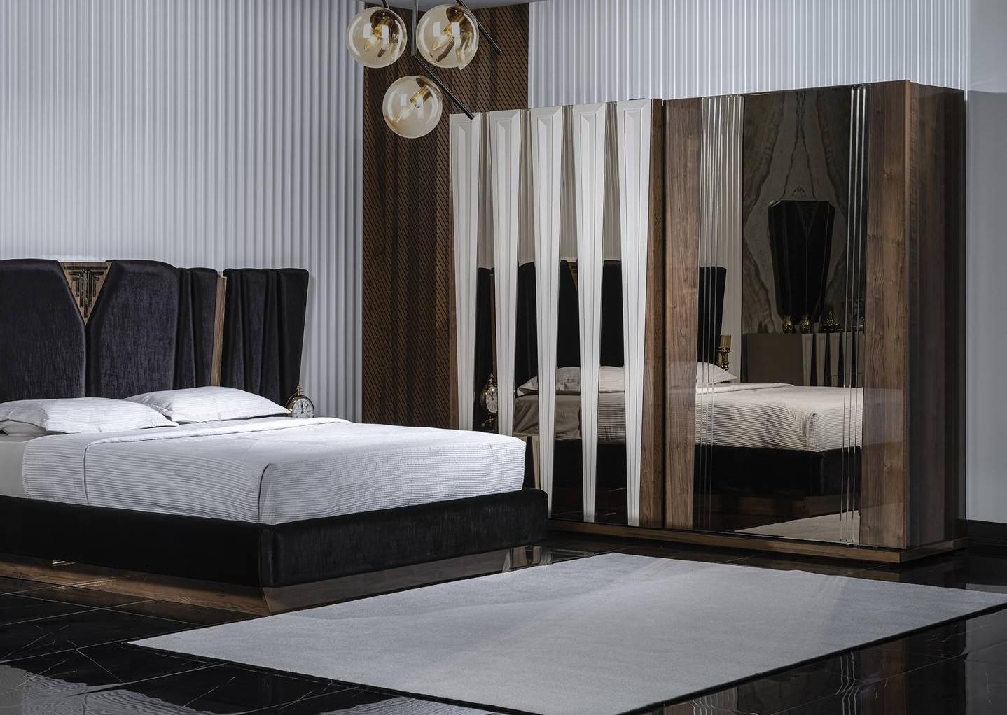 Eleganter brauner Holz-Kleiderschrank im modernen Design