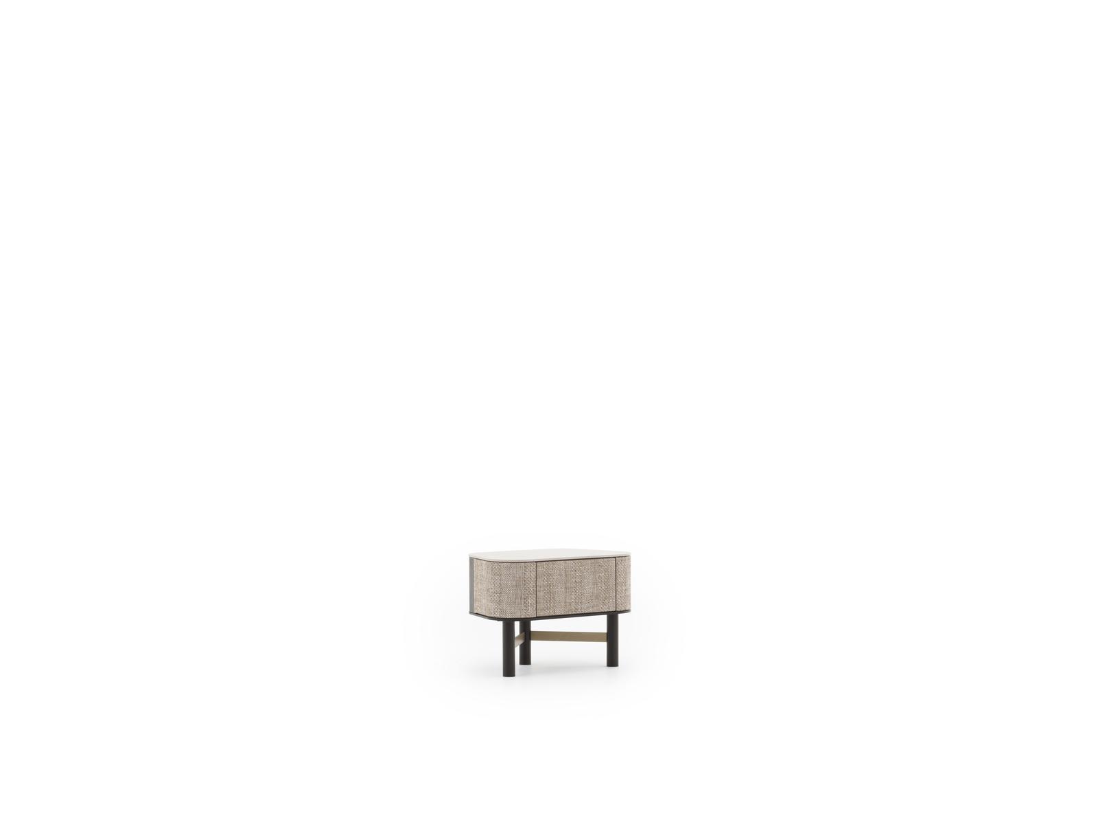 Moderner Nachttisch aus Holz in Beige, elegantes Schlafzimmermöbel