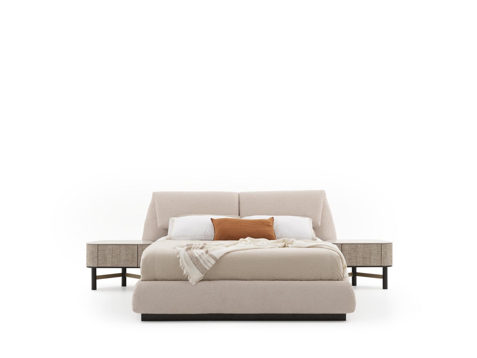 Schlafzimmer Set Beige Textil Holz modern elegant