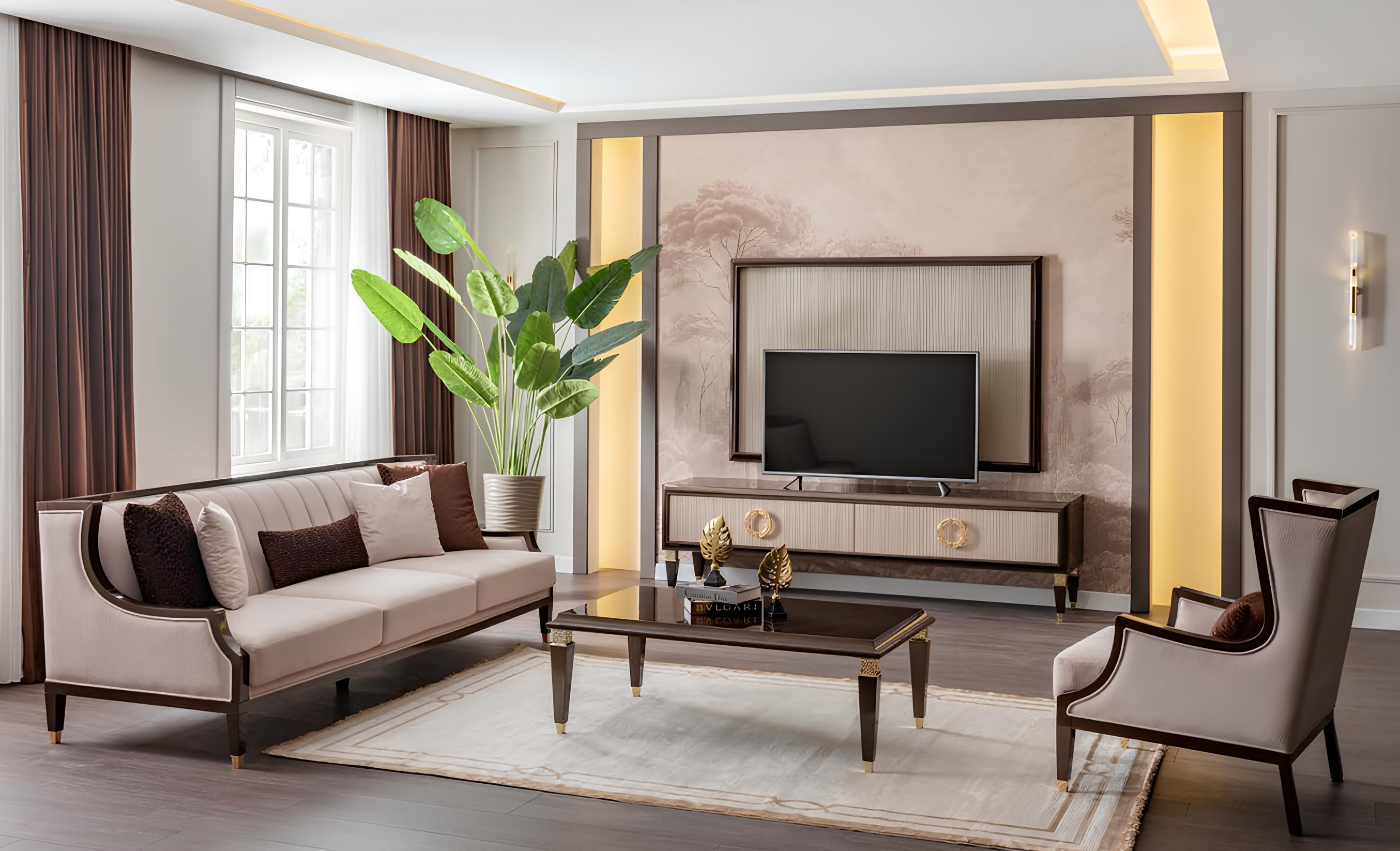 3+1 Sitzer, Couchtisch & TV-Board – komplettes Wohnzimmer Set