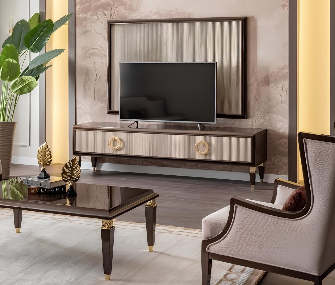 TV-Lowboard & Wandpaneel – stilvolles Wohnzimmer-Set