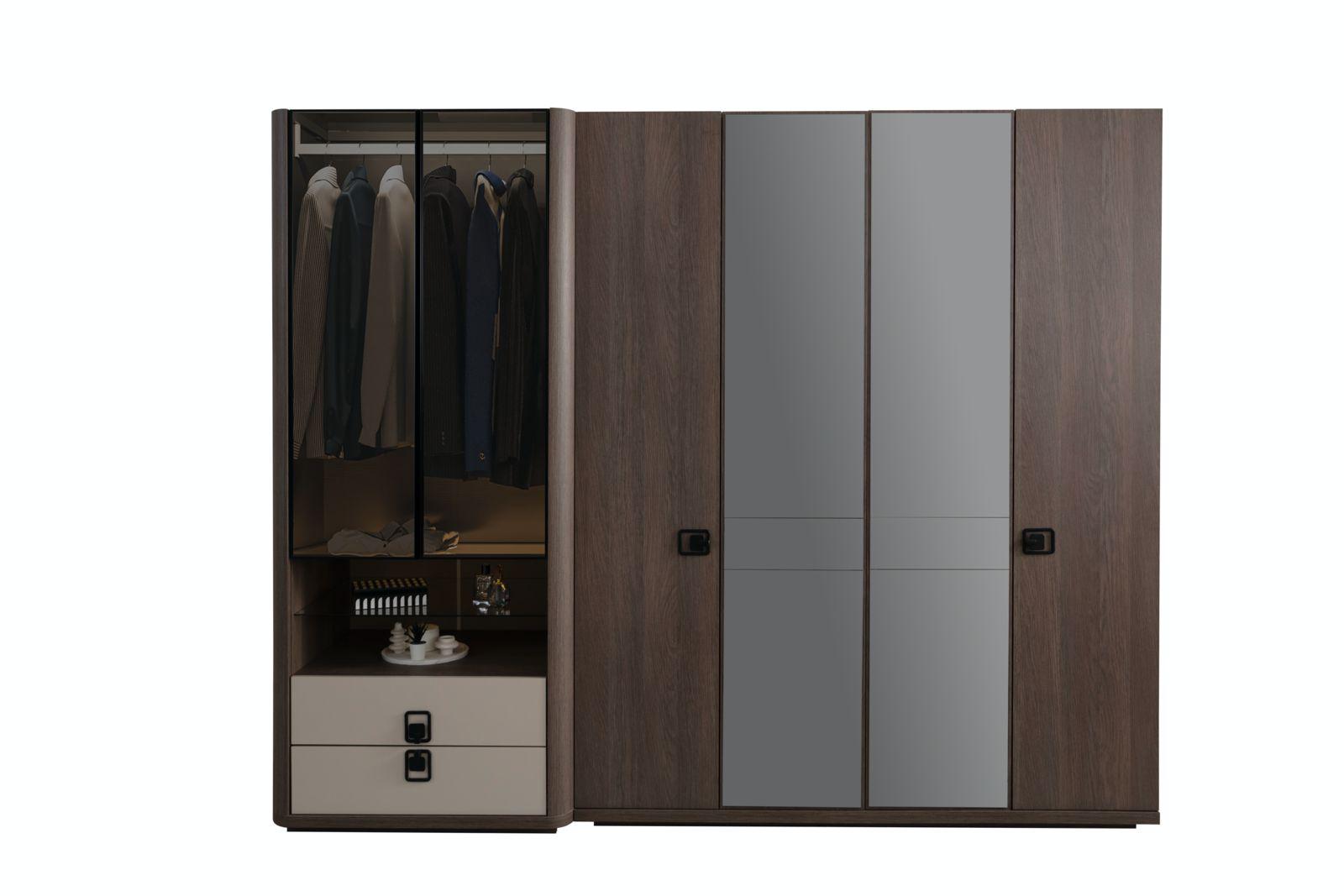 Eleganter brauner Kleiderschrank aus Holz für stilvolle Schlafzimmer