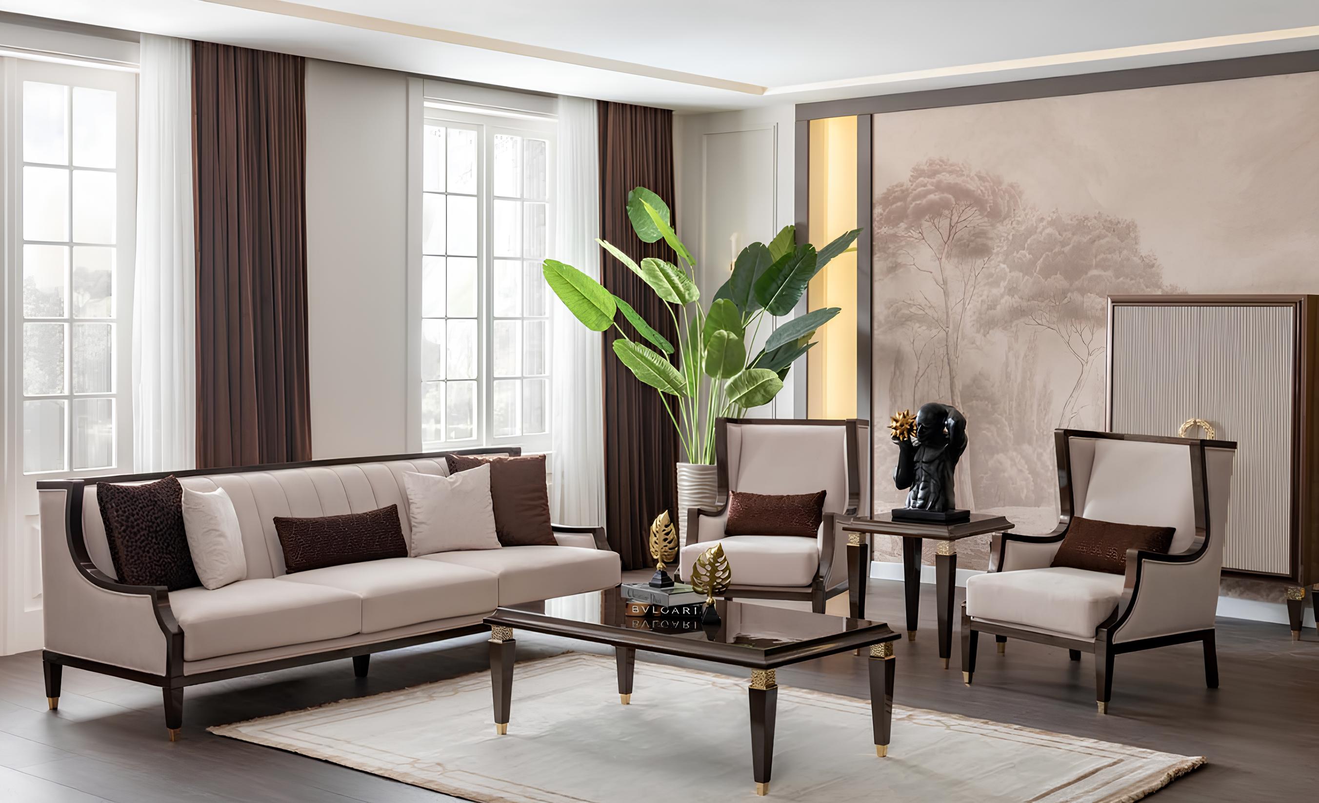 Wohnzimmer-Set: 3+1+1 Sitzer mit Couch- & Beistelltisch – elegant & praktisch