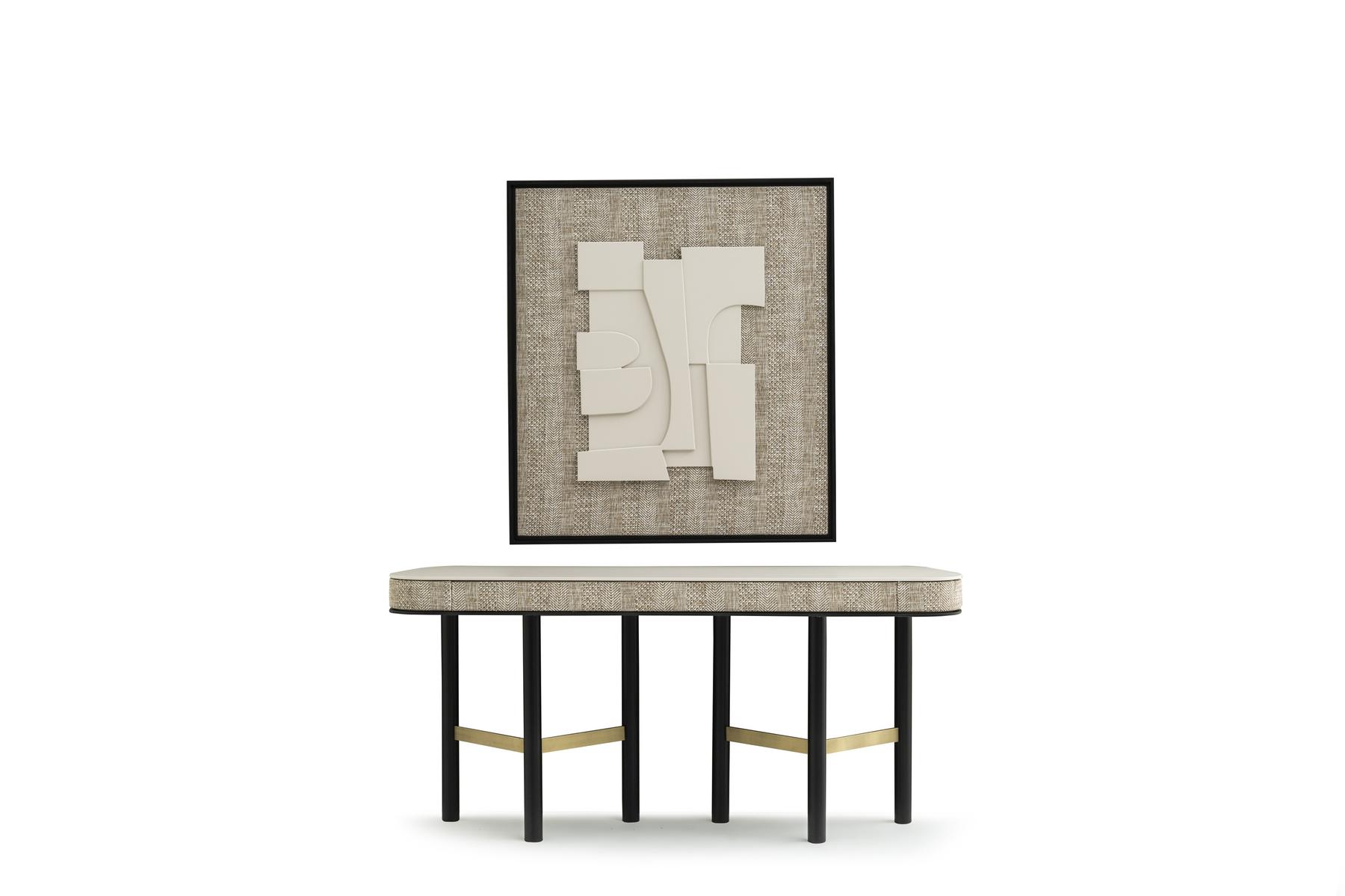 Eleganter Beigefarbener Konsolentisch aus Holz mit modernem Design