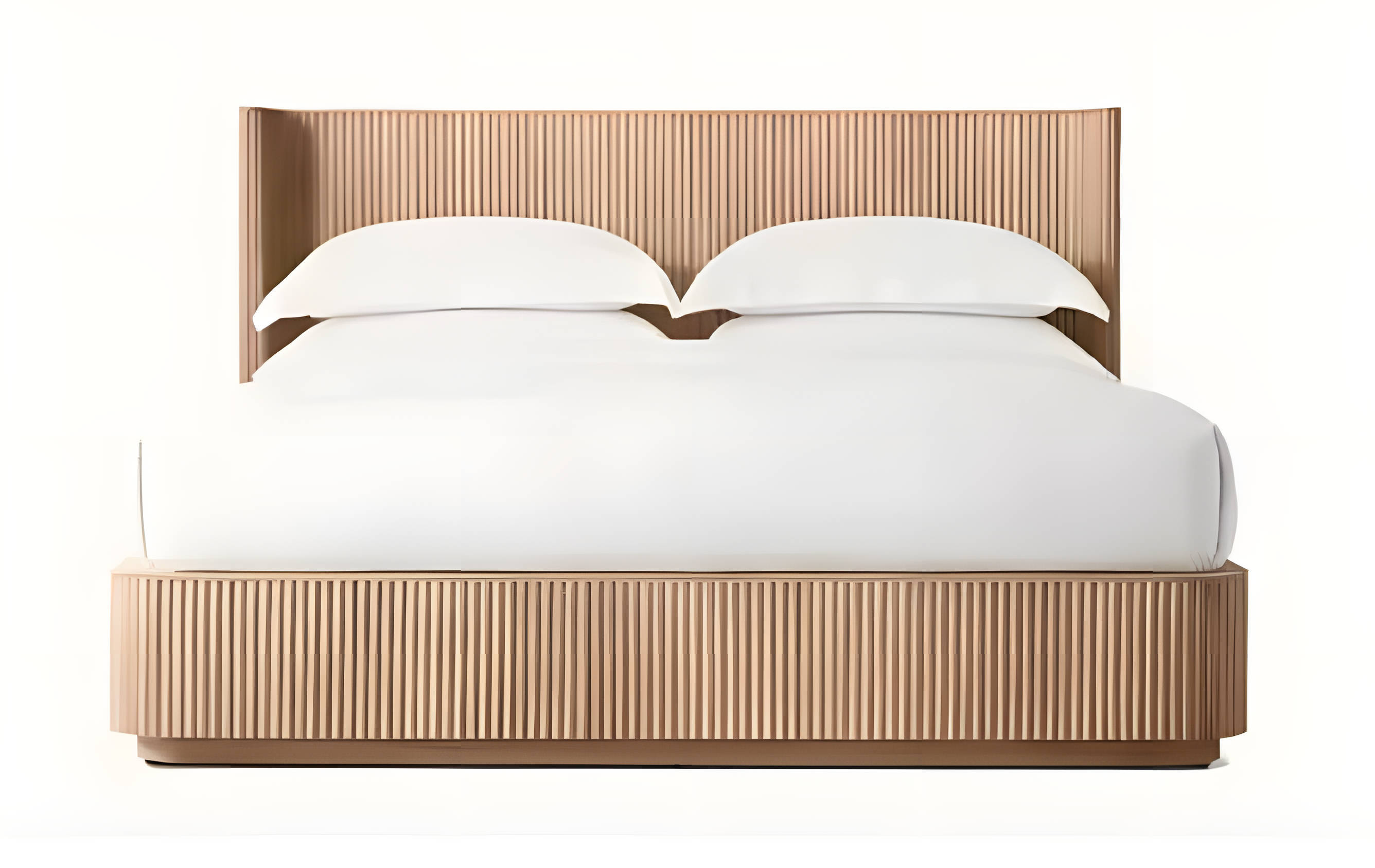 Doppelbett 180x200cm Holz Betten gerippter Kopfteil Luxus Schlafzimmer