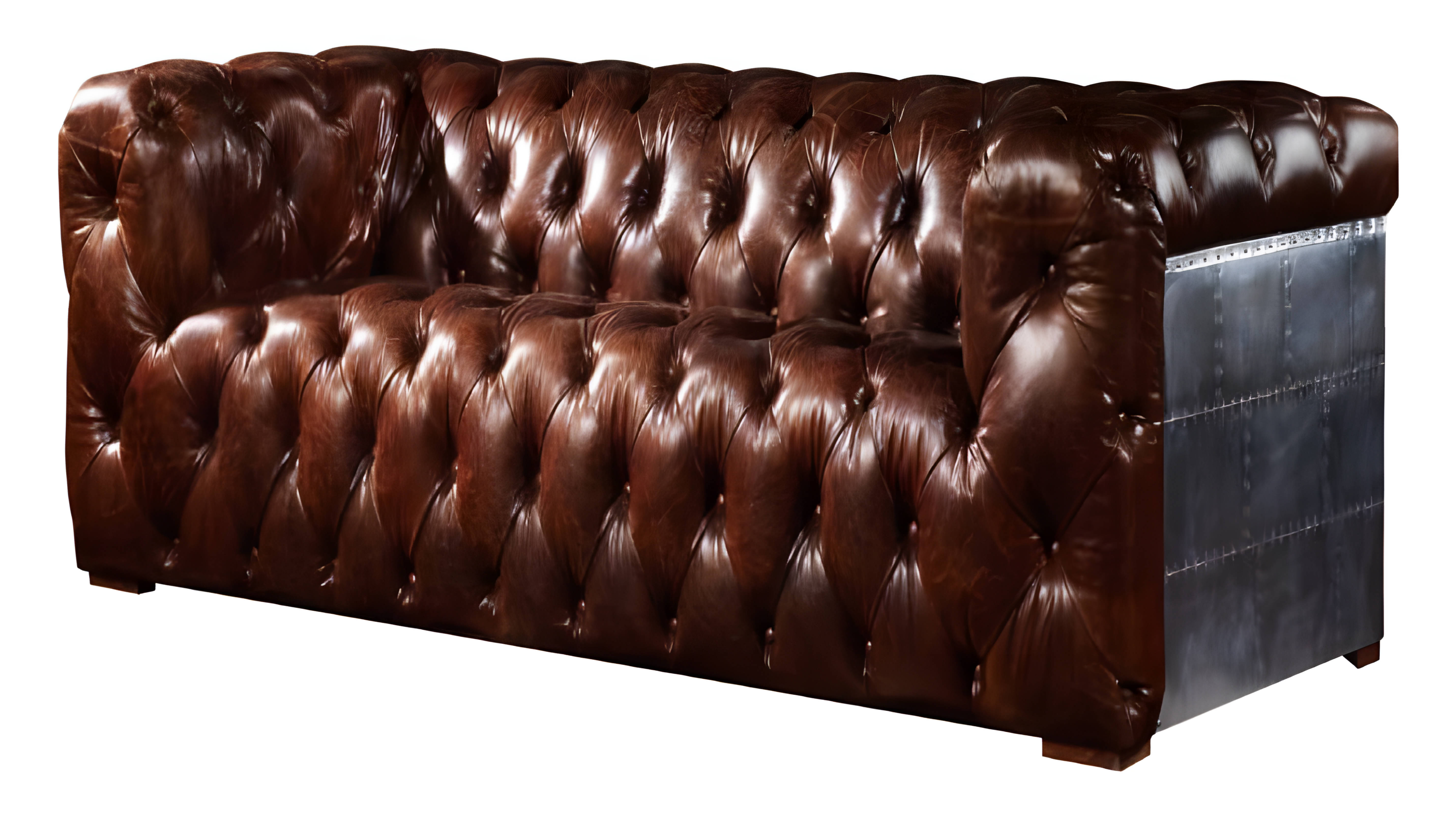3-Sitzer Chesterfield Couch Polster Sofa Modern Aluminium Rückseite