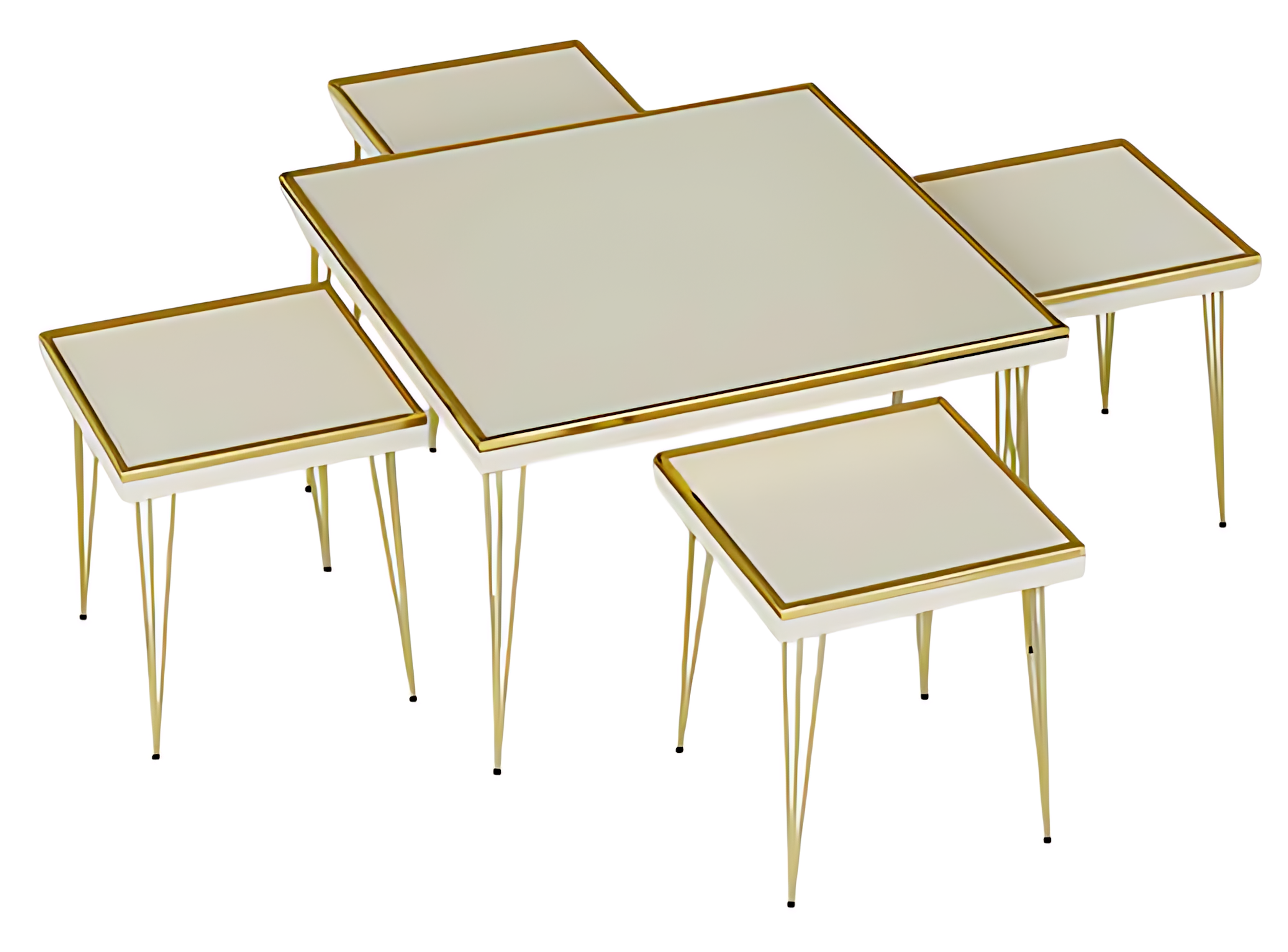 Luxus Beistelltisch Kollektion – 5-teilige Satztische, Laptoptische & Etagentische (Marmor- & Holz-Optik)