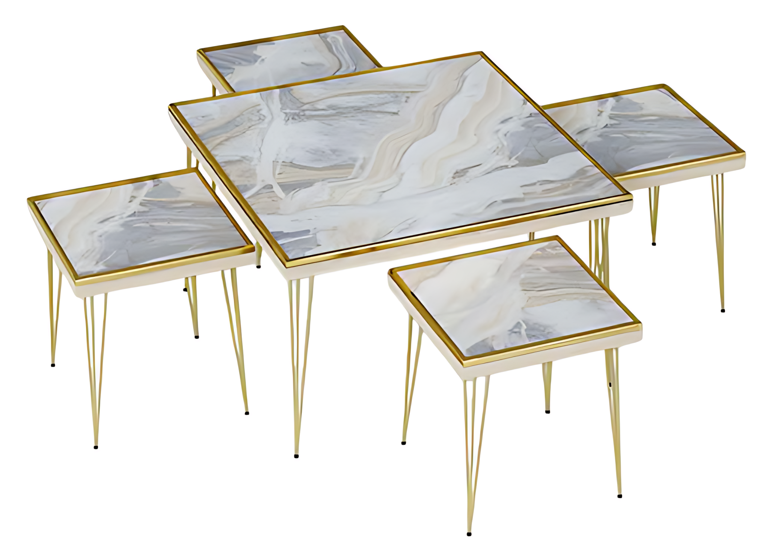 Modernes Wohnzimmer-Set in Mehrfarbig aus MDF und Edelstahl